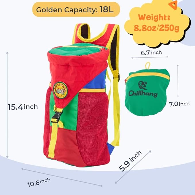 YWYLL Packable 18L Hiking Daypack, Lightweight for Men/Women. Foldable, Water-Resistant, Small Backpack Color Block. (Red)