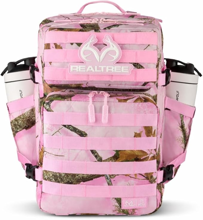 WOLFpak 35L Athletic Gym Backpack (Realtree APX Flushing Pink) a Durable 1000D Waterproof Oxford Material with MOLLE Webbing, Laptop Pocket & Dual Cup Holders
