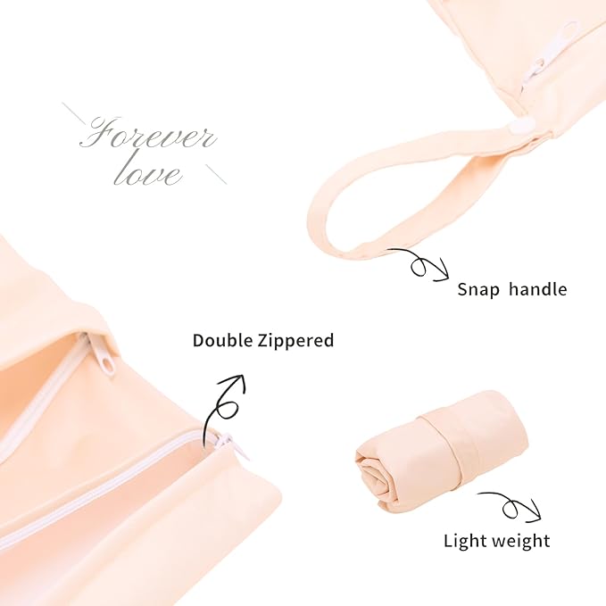 ALVABABY 3pcs Cloth Diaper Wet Dry Bags Waterproof Reusable with Two Zippered Pockets Travel Beach Pool Daycare Soiled Baby Items Yoga Gym Bag for Swimsuits or Wet Clothes 3L-ZM10