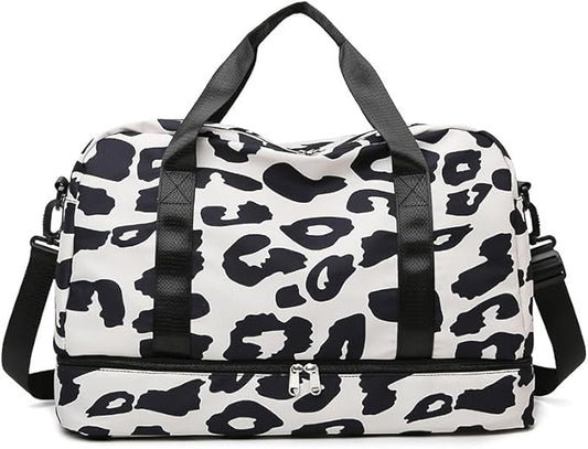 Weekender Duffel Sport Gym Bag Overnight Travel duffle Bags with Shoe Compartment Wet Pocket G-Black