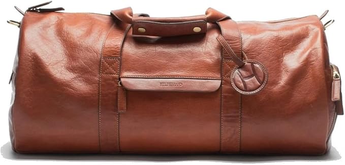 Hildebrand Leather Weekend Tennis Duffel Bag (Cognac)