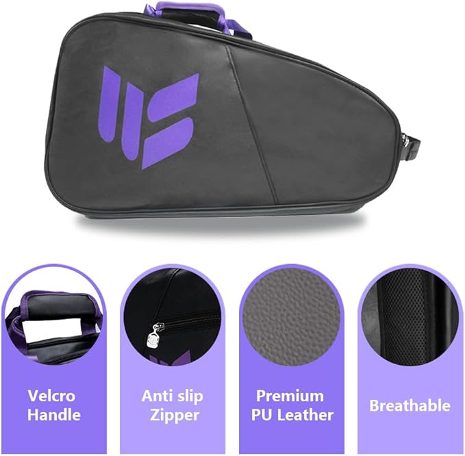 Tennis Racket Bag Pickleball & Badminton Bags, Durable Pu Leather, Waterproof Large Capacity With Shoe Compartment For Women Men