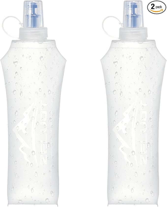 Zelvot 2 Pack Running Vest Soft Flask, BPA-Free 500ml Collapsible Water Bottle for Hydration Backpack, Folding Running Water Bottle for Marathon, Hiking, Cycling, Climbing (White, 500ML - 2 Pack)