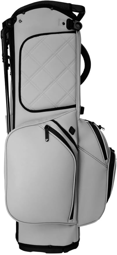 KRADUL - LUX 9.5" 14-Way Hybrid Stand Bag – Lightweight Golf Bag with Stand, Leather Finish, Club Organizer & Removable Panel