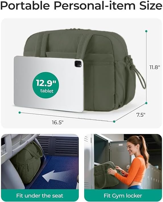 Gym Bag Sport Duffel Overnight Weekender Travel Bag with wet pocket and shoe pocket M01-Army green