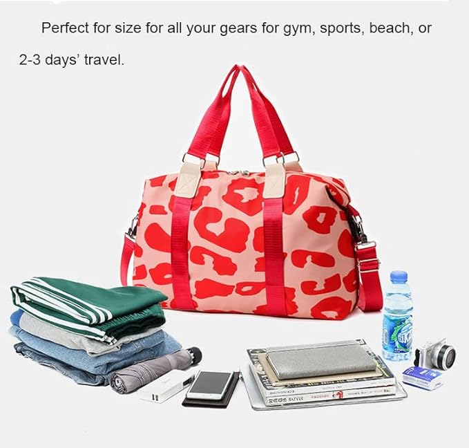 Weekender Duffel Sport Gym Bag Overnight Travel duffle Bags with Wet Pocket TB2301A Red