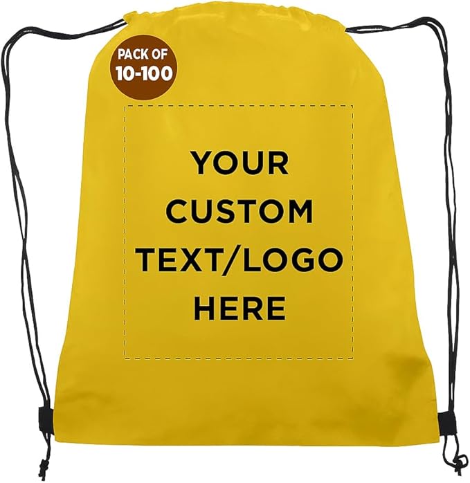DISCOUNT PROMOS Custom Non-Woven Drawstring Backpacks Set of 10/50/100, Personalized Bulk Pack
