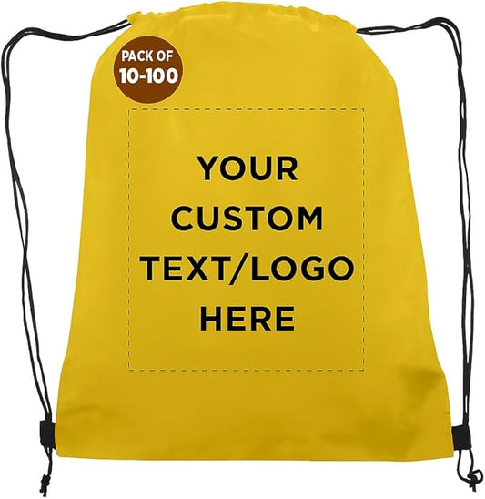 DISCOUNT PROMOS Custom Non-Woven Drawstring Backpacks Set of 10/50/100, Personalized Bulk Pack