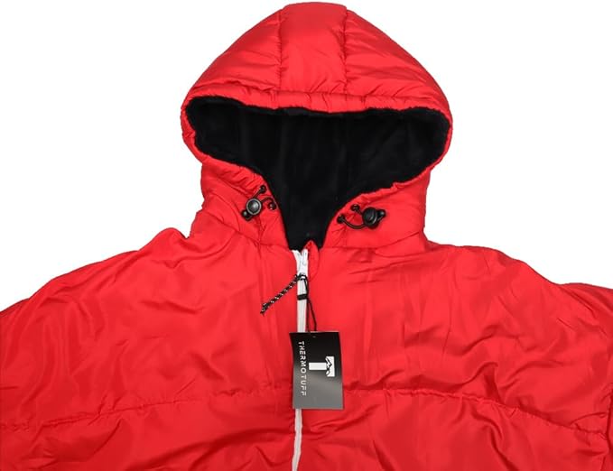 Thermotuff Wearable Sleeping Bag with Dual Hoodie, Long Sleeves, Pockets & Adjustable Drawstring - Ideal for Camping, Cold Weather Hiking, and Stadium Sak Blanket