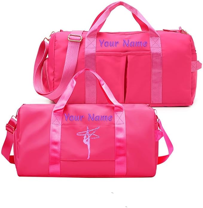 Custom Embroidered Sports Gym Bag, Personalized Duffel Bag Weekender Bag, Overnight Bag, Travel Bag for Women Men - With Shoe Compartment - Dry Wet Separated - Adjustable Shoulder Strap