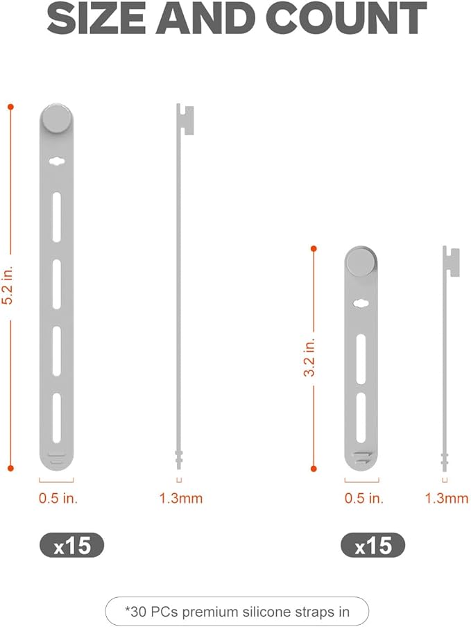 Silicone Fishing Rod Ties Belt Straps (30/50 Pack) – Lightweight, Durable, Reusable Rubber Bands Belts for Pole Storage