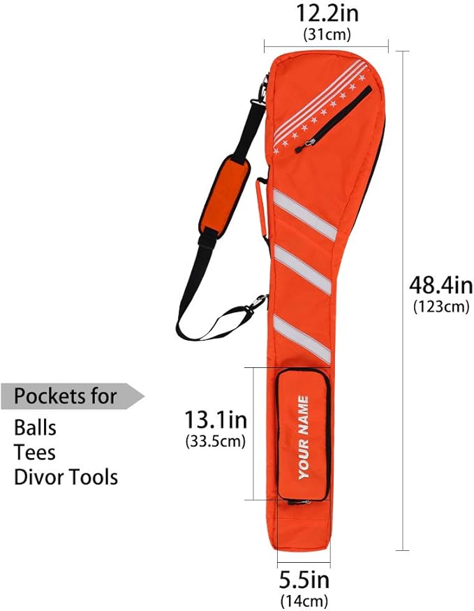 Big Teeth Golf Sunday Bag, Small Golf Bag Lightweight, Par 3 Golf Bag for A Few Clubs Driving Range, Practice with Carry Shoulder Strap Foldable Multi-Colour