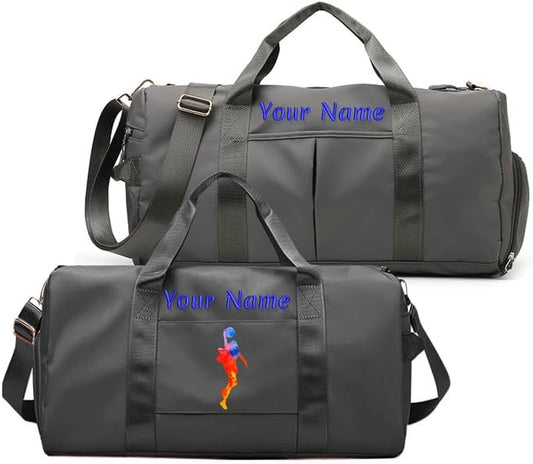 Custom Embroidered Sports Gym Bag, Personalized Duffel Bag Weekender Bag, Overnight Bag, Travel Bag for Women Men - With Shoe Compartment - Dry Wet Separated - Adjustable Shoulder Strap