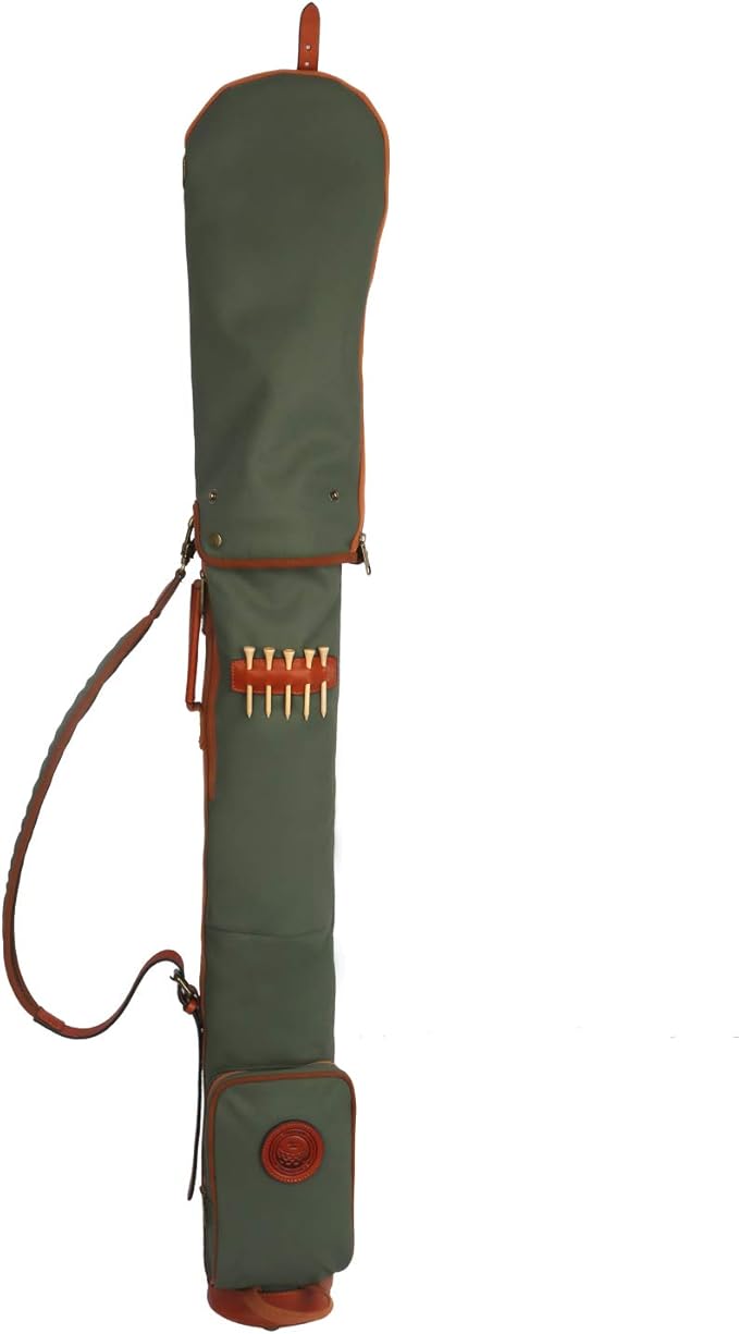 Tourbon Vintage Golf Club Carry Bags Travel Case - Canvas and Leather