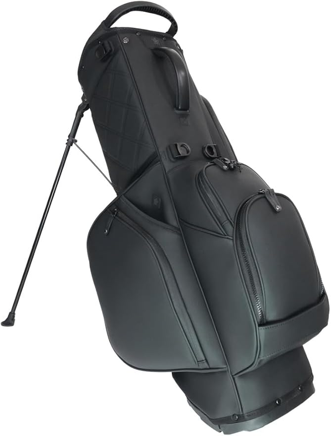 KRADUL - LUX 9.5" 14-Way Hybrid Stand Bag – Lightweight Golf Bag with Stand, Leather Finish, Club Organizer & Removable Panel