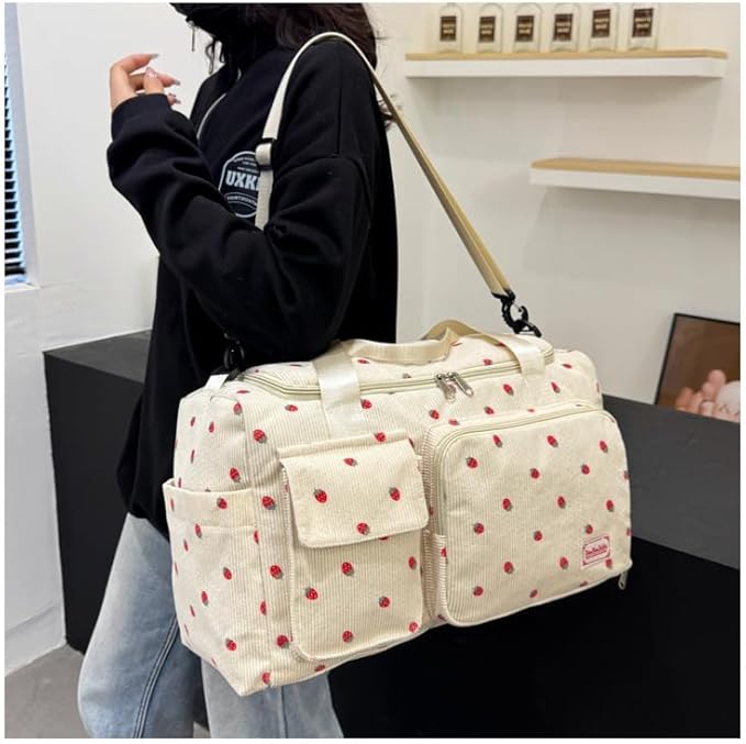 Gym Bag Sport Duffel Overnight Weekender Travel Bag with wet pocket and shoe pocket K01 Beige