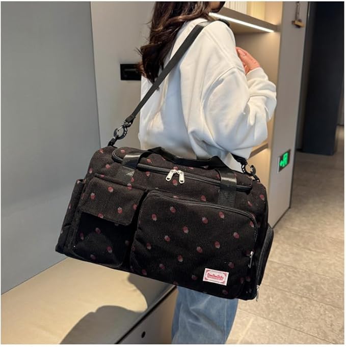 Gym Bag Sport Duffel Overnight Weekender Travel Bag with wet pocket and shoe pocket K02 Black