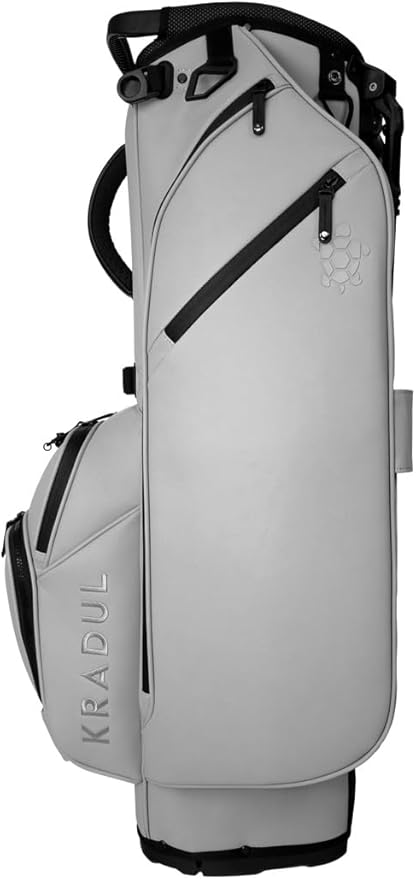 KRADUL - LUX 9.5" 14-Way Hybrid Stand Bag – Lightweight Golf Bag with Stand, Leather Finish, Club Organizer & Removable Panel