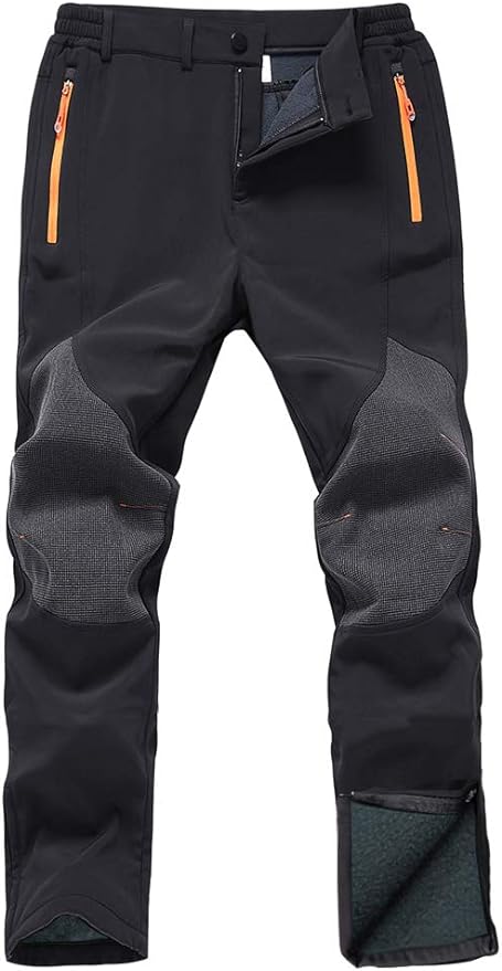 Gash Hao Mens Snow Ski Waterproof Softshell Snowboard Pants Outdoor Hiking Fleece Lined Zipper Bottom Leg