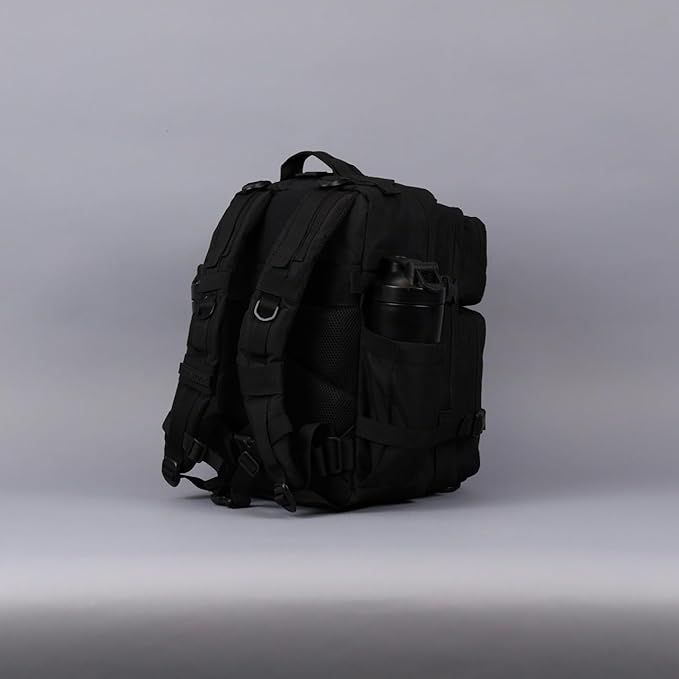 WOLFpak 35L Athletic Gym Backpack - Durable 1000D Waterproof Oxford Material with MOLLE Webbing, Laptop Pocket & Dual Cup Holders, Durable Fitness/Travel/Military Daypack (NightShade Edition)