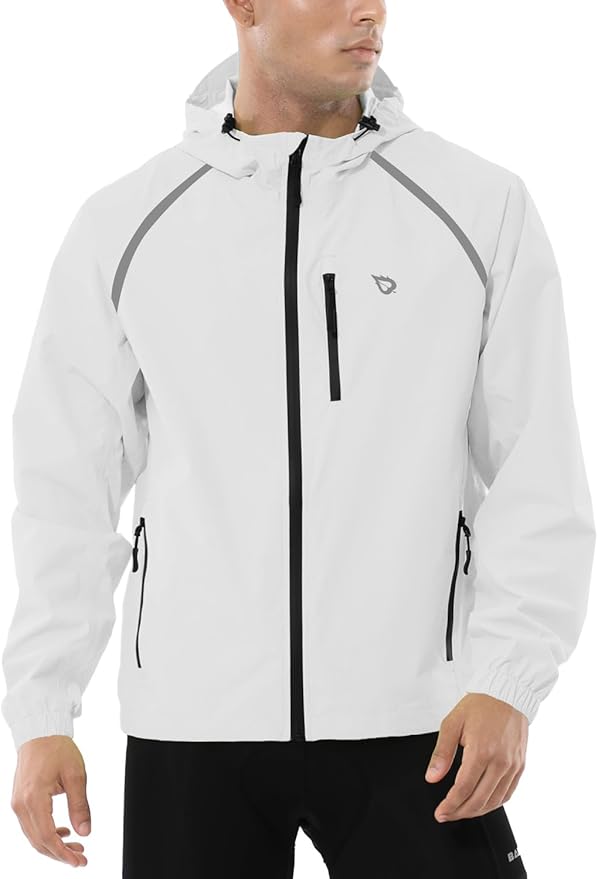 baleaf Men's Rain Jacket Waterproof Windbreaker Raincoat Running Cycling Hiking Gear Hood Lightweight Reflective Packable
