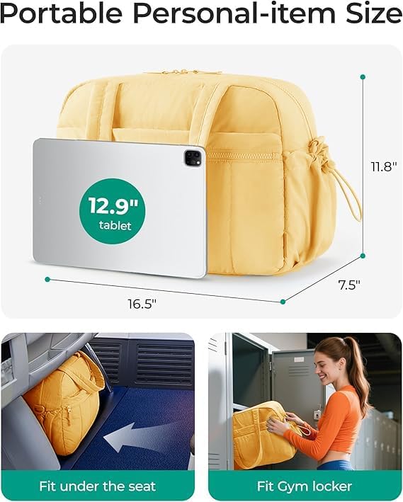 Gym Bag Sport Duffel Overnight Weekender Travel Bag with wet pocket and shoe pocket M06 Yellow