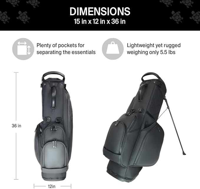 KRADUL - LUX 9.5" 14-Way Hybrid Stand Bag – Lightweight Golf Bag with Stand, Leather Finish, Club Organizer & Removable Panel