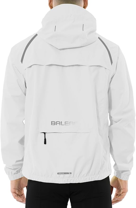 baleaf Men's Rain Jacket Waterproof Windbreaker Raincoat Running Cycling Hiking Gear Hood Lightweight Reflective Packable