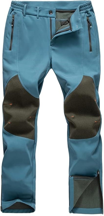 Gash Hao Mens Snow Ski Waterproof Softshell Snowboard Pants Outdoor Hiking Fleece Lined Zipper Bottom Leg