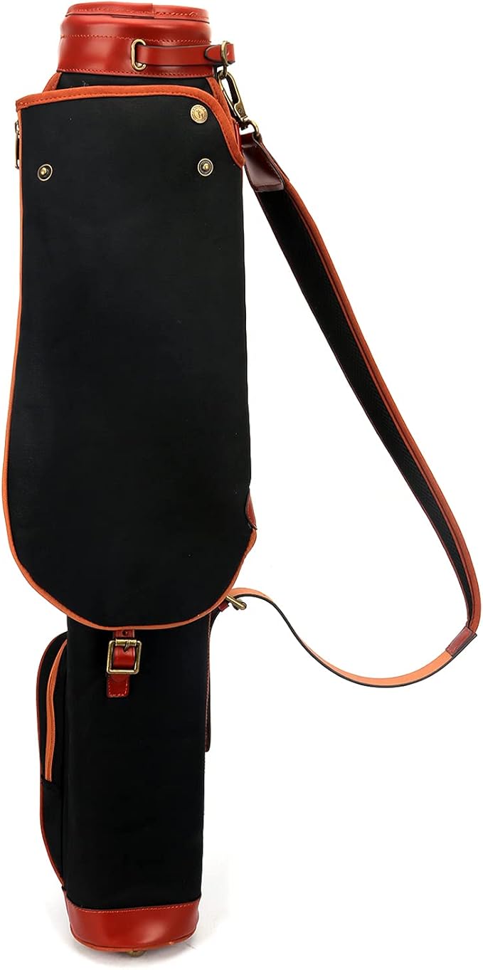 Tourbon Vintage Golf Club Carry Bags Travel Case - Canvas and Leather