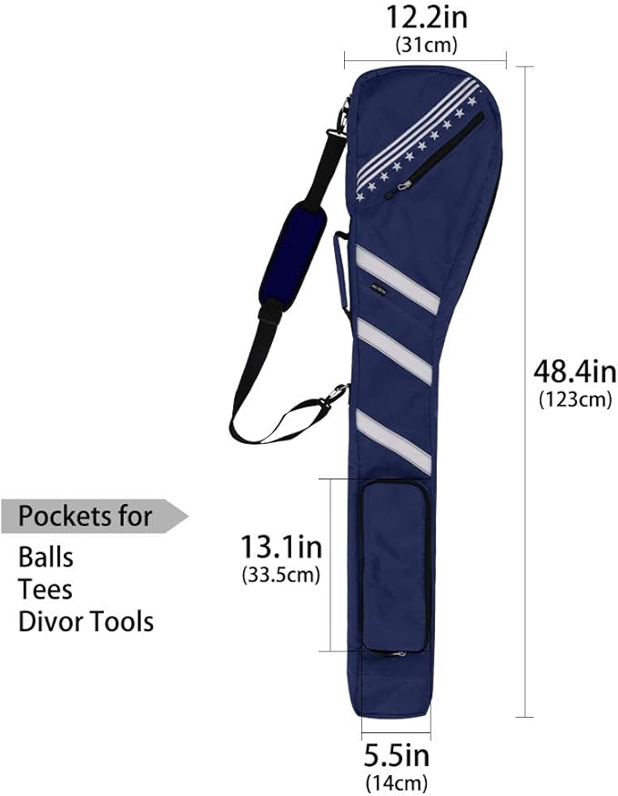 Big Teeth Golf Sunday Bag, Small Golf Bag Lightweight, Par 3 Golf Bag for A Few Clubs Driving Range, Practice with Carry Shoulder Strap Foldable Multi-Colour