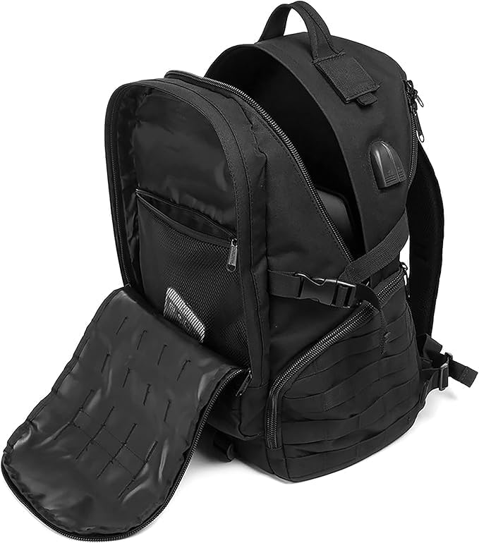 K-Cliffs Tactical Range Duffel Heavy Duty Travel Bag Quality Sport Gear Gym Tote Molle Lockable With US Patch (Combo)