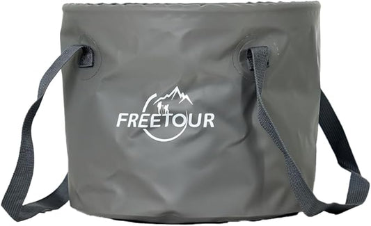 Baiao Collapsible Bucket 5 Gallon, Portable Collapsible Bucket with Handle, Folding Water Container for Fishing Camping Beach Hiking Home Travel Car Washing(Grey 20L)