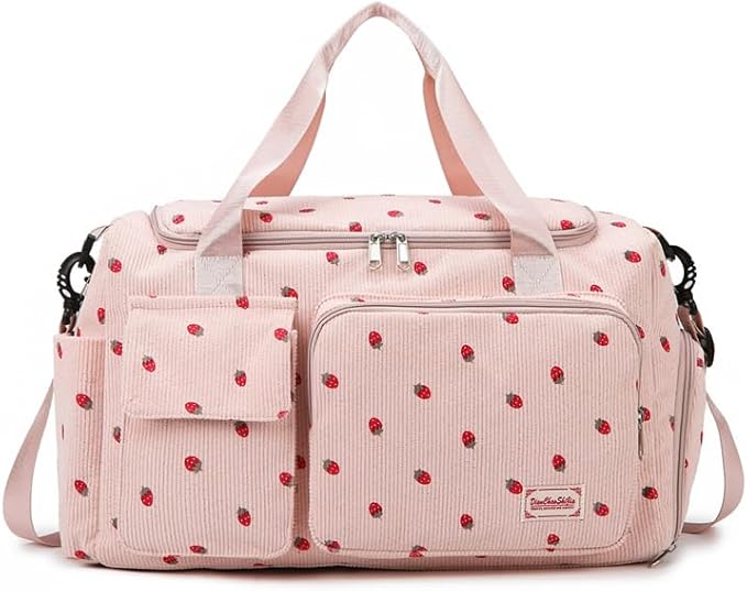 Gym Bag Sport Duffel Overnight Weekender Travel Bag with wet pocket and shoe pocket K04 Pink