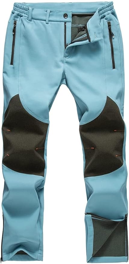 Gash Hao Mens Snow Ski Waterproof Softshell Snowboard Pants Outdoor Hiking Fleece Lined Zipper Bottom Leg