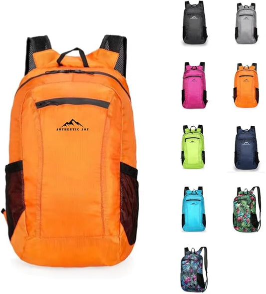 Authentic Joy 20L Water Resistant Lightweight Hiking Daypack, Packable Backpack, Multiple Colors (Orange)