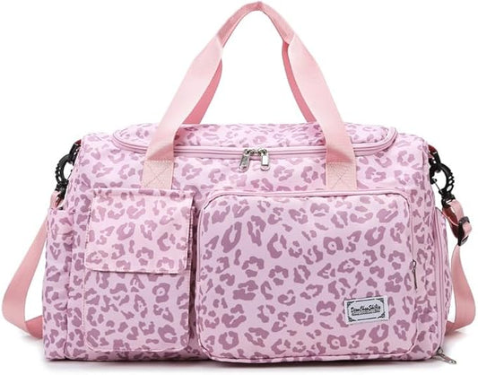 Gym Bag Sport Duffel Overnight Weekender Travel Bag with wet pocket and shoe pocket L03 Pink