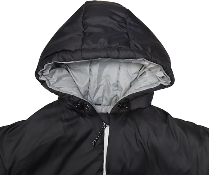 Thermotuff Wearable Sleeping Bag with Dual Hoodie, Long Sleeves, Pockets & Adjustable Drawstring - Ideal for Camping, Cold Weather Hiking, and Stadium Sak Blanket