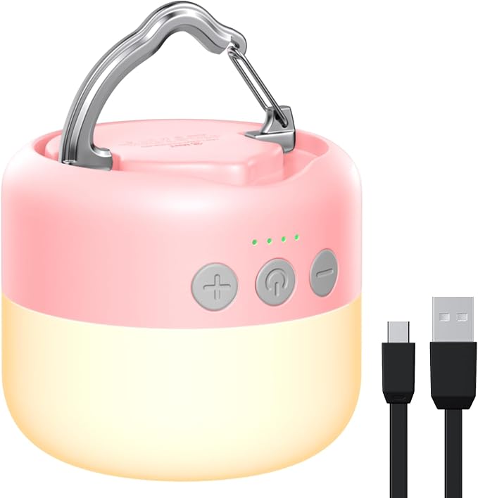 ZMNT LED Camping Lantern Rechargeable 1000LM, Up to 320H Running Time Camping Tent Light, 6700mAh Emergency Light for Hurricane, Power Outages, Home, Hiking, Water-Resistant Pink