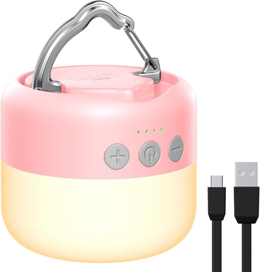 ZMNT LED Camping Lantern Rechargeable 1000LM, Up to 320H Running Time Camping Tent Light, 6700mAh Emergency Light for Hurricane, Power Outages, Home, Hiking, Water-Resistant Pink