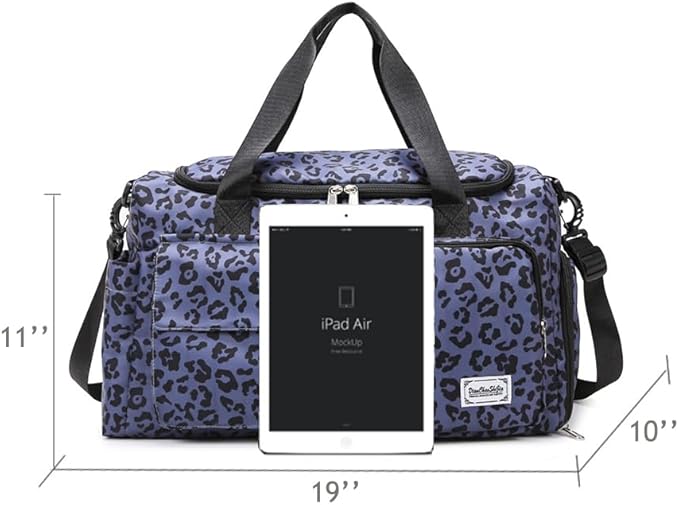 Gym Bag Sport Duffel Overnight Weekender Travel Bag with wet pocket and shoe pocket L02 Navy