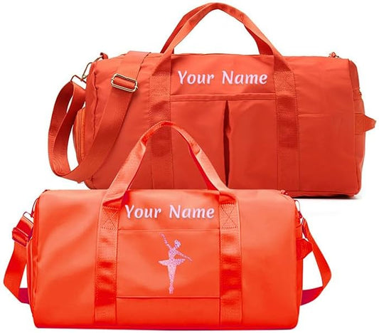 Custom Embroidered Sports Gym Bag, Personalized Duffel Bag Weekender Bag, Overnight Bag, Travel Bag for Women Men - With Shoe Compartment - Dry Wet Separated - Adjustable Shoulder Strap