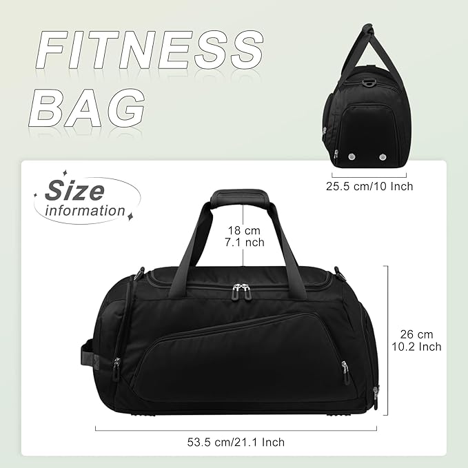 HUA ANGEL Waterproof Gym Duffel Bag for Men Women with Shoe Compartment for Travel Fitness Workout Football Pickleball Tenis