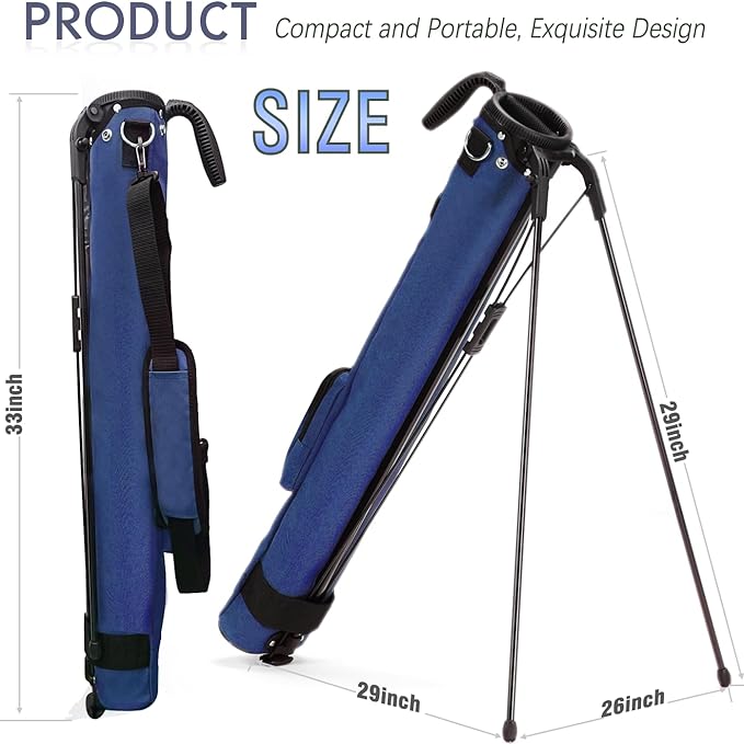 Camboke Lightweight Golf Stand Bag, Portable and Durable Golf Carry Bag with Padded Strap and Pocket, Sunday Bag for The Driving Range, 2-Way Divider Practice Bag for Men and Women