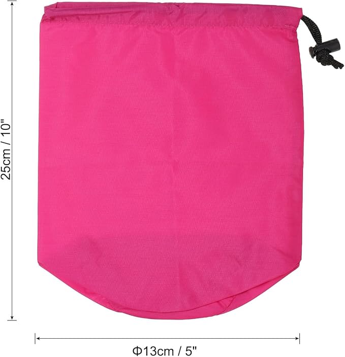 PATIKIL Stuff Sack, 5 x 10 Inch Waterproof Outdoor Storage Sack Upgrade Drawstring Bag Ultralight Ditty Bags Portable Dust Flap for Organizing Camping Hiking Travel Gear Gym, Rose Red