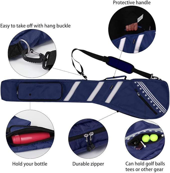 Big Teeth Golf Sunday Bag, Small Golf Bag Lightweight, Par 3 Golf Bag for A Few Clubs Driving Range, Practice with Carry Shoulder Strap Foldable Multi-Colour