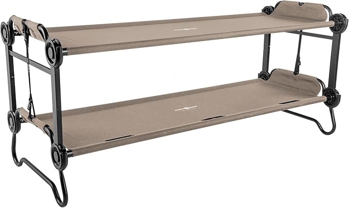 Disc-O-Bed Large Portable Bunk Camping Cots with Carry Bags - Heavy-Duty Indoor or Outdoor Sleeping System, Converts to Bench or Separate Beds, 500 lb Weight Capacity Per Cot