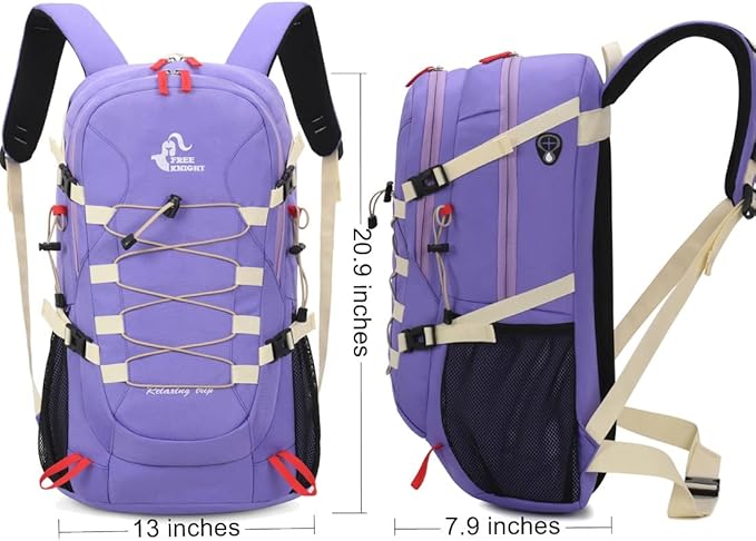 Bseash 40L Waterproof Hiking Backpack with Rain Cover, Outdoor Sport Travel Bag Daypack for Camping Climbing Skiing Cycling (Violet)