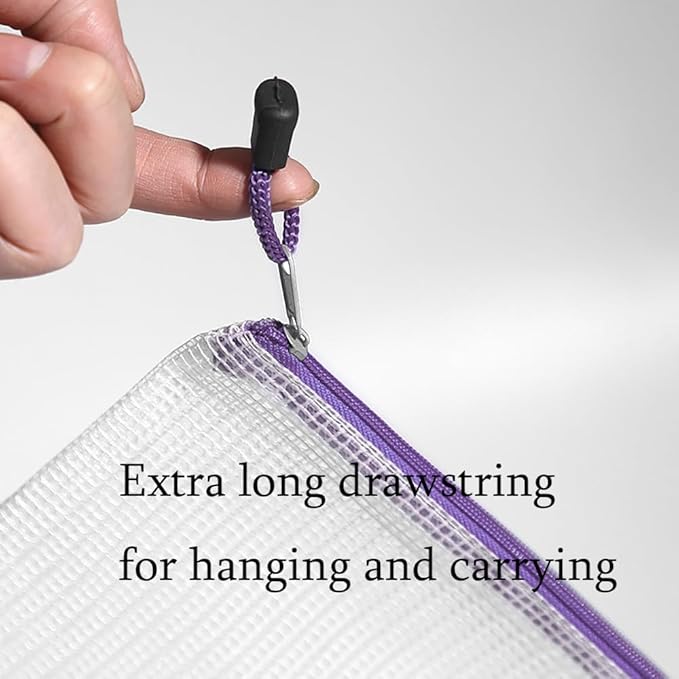 Mesh Zipper Pouch Bag,A3 Zipper Bag for Organizing Storage, Waterproof Zipper Pouch,17" x 12"/44cm x 32cm, File Bag for School and Office Supplies (Purple)