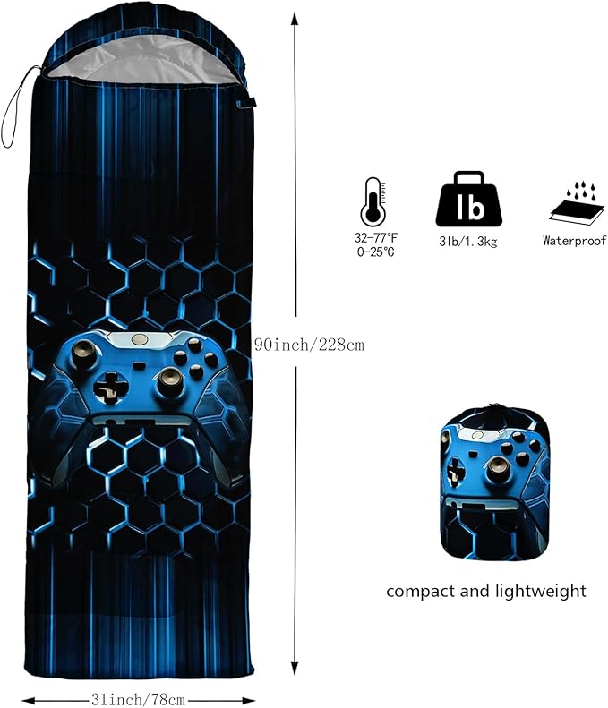 QOOMO Camping Sleeping Bags,3 Season Warm & Cool Weather,Lightweight,Waterproof Sleeping Bags for Adults & Kids,Traveling,and Outdoors,Camping Gear Equipment